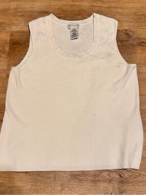 Vintage 90s White Stag Ivory Ribbed Knit Tank Top Shell Scoop Neck XL